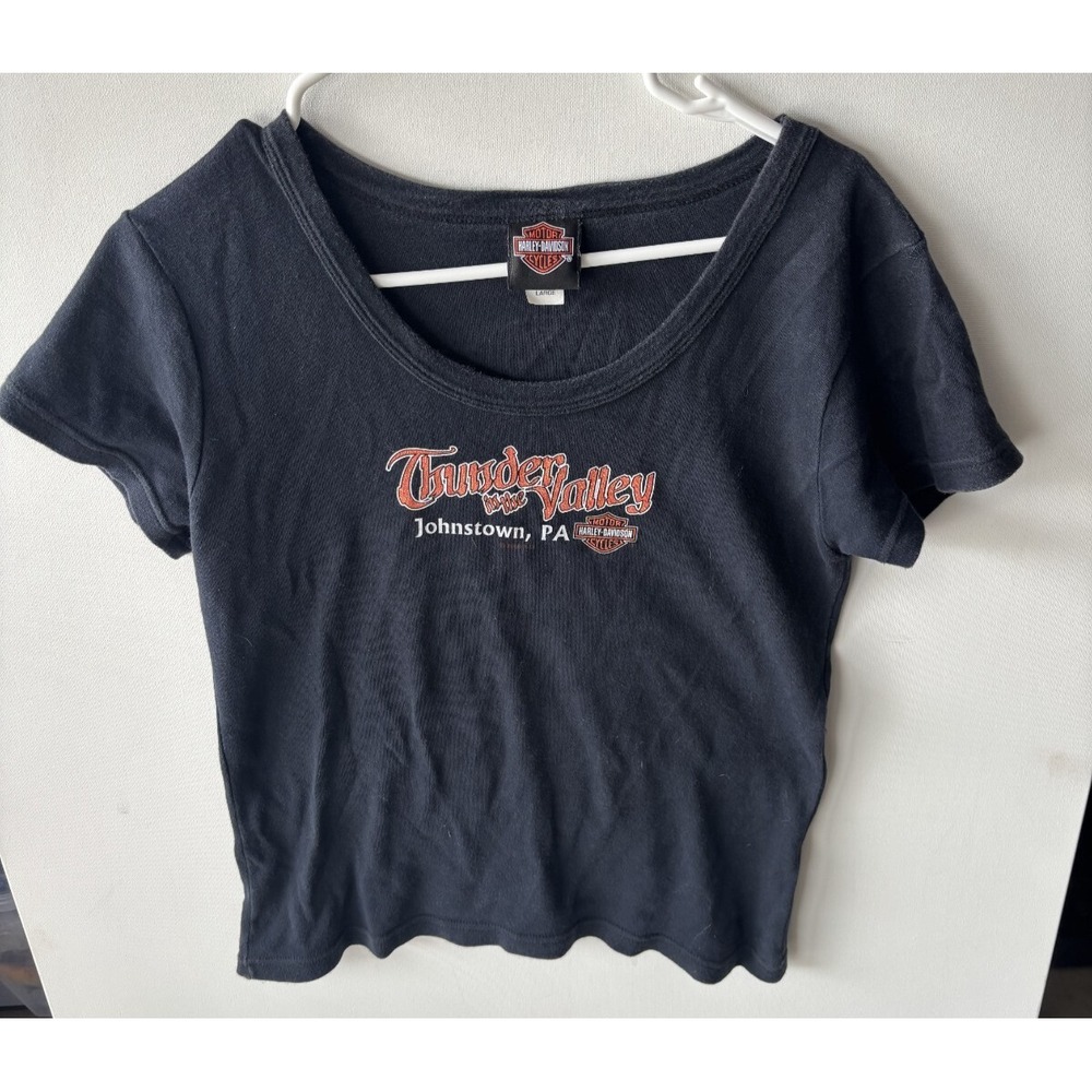 Harley‎ Davidson Thunder Valley Tee Women's L USA Made Biker Rally Shirt PA